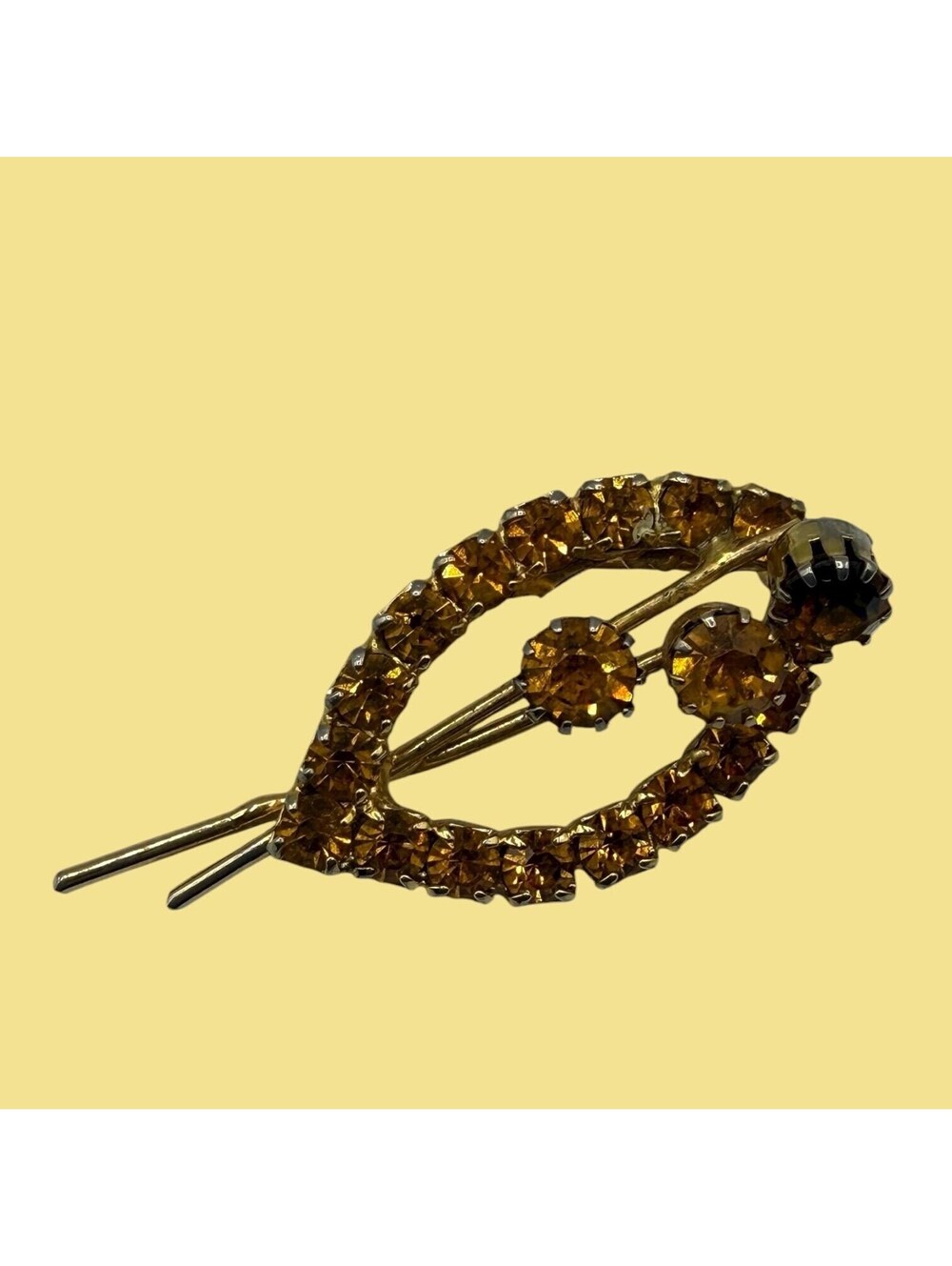 Vintage Topaz Rhinestone Sweater Pin, Small Costume Jewelry Brooch, Sparkly